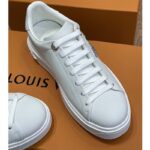 Louis Vuitton Unisex LV Time Out Sneaker Silver Calf Leather Strass Rubber Outsole - Image 9