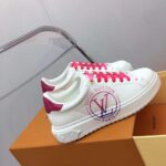 Louis Vuitton Unisex LV Time Out Sneaker Fuchsia Pink Printed Calf Leather Rubber Circle - Image 2