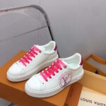 Louis Vuitton Unisex LV Time Out Sneaker Fuchsia Pink Printed Calf Leather Rubber Circle - Image 3