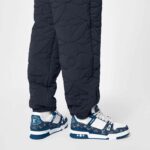 Louis Vuitton Unisex LV Trainer Sneaker Blue Monogram Denim Embossed Grained Calf Leather – Image 12