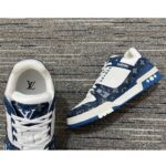 Louis Vuitton Unisex LV Trainer Sneaker Blue Monogram Denim Embossed Grained Calf Leather – Image 10