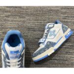 Louis Vuitton Unisex LV Trainer Sneaker Blue Monogram Denim Rubber Monogram Flowers – Image 10
