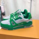 Louis Vuitton Unisex LV Trainer Sneaker Green Epi Calf Leather Rubber Outsole #54 - immagine 5