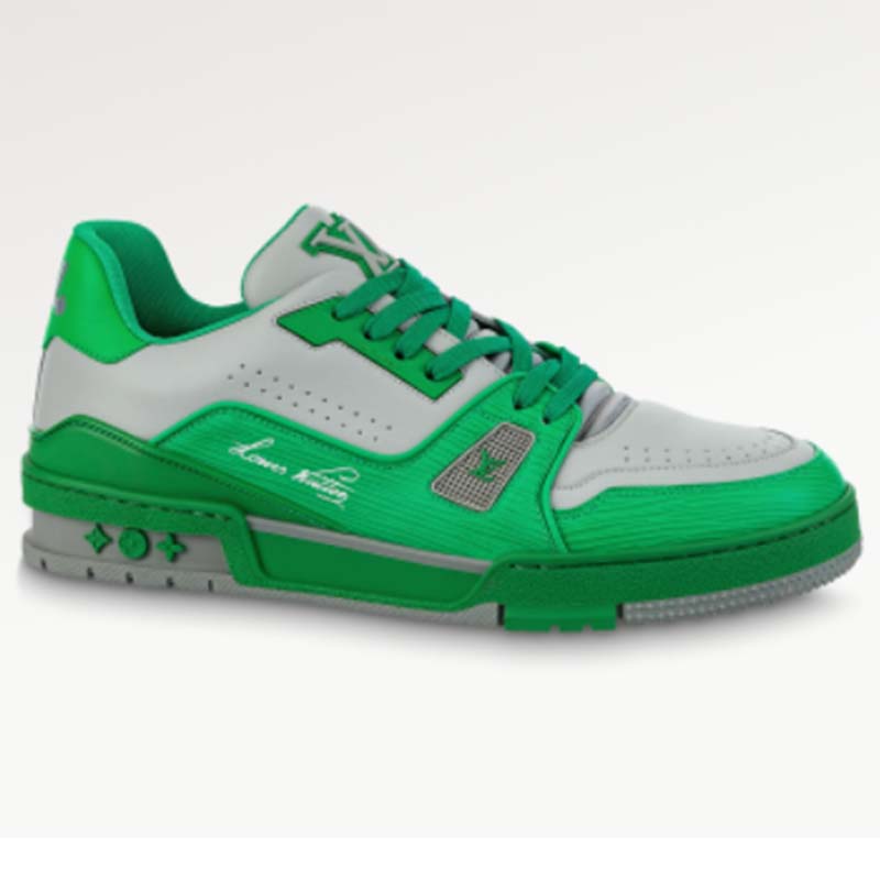 Louis Vuitton Unisex LV Trainer Sneaker Green Epi Calf Leather Rubber Outsole #54