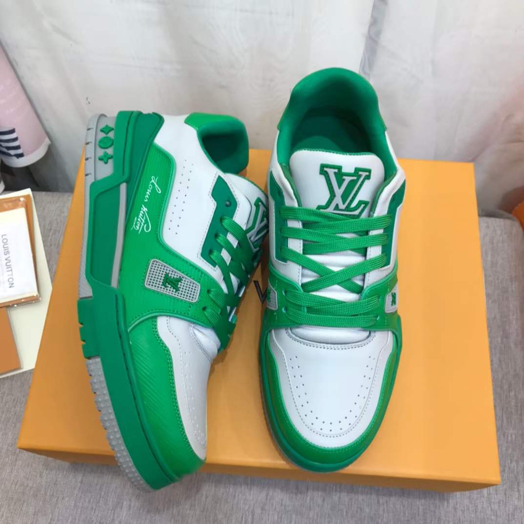 Louis Vuitton Unisex LV Trainer Sneaker Green Epi Calf Leather