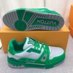 Louis Vuitton Unisex LV Trainer Sneaker Green Epi Calf Leather Rubber Outsole #54 - immagine 9