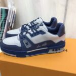 Louis Vuitton Unisex LV Trainer Sneaker Navy Blue Epi Calf Leather Rubber Outsole #54 - Image 7