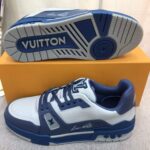 Louis Vuitton Unisex LV Trainer Sneaker Navy Blue Epi Calf Leather Rubber Outsole #54 - Image 8