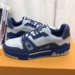 Louis Vuitton Unisex LV Trainer Sneaker Navy Blue Epi Calf Leather Rubber Outsole #54 - Image 5