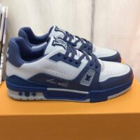 Louis Vuitton Unisex LV Trainer Sneaker Navy Blue Epi Calf Leather Rubber Outsole #54 (4)