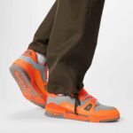 Louis Vuitton Unisex LV Trainer Sneaker Orange Epi Calf Leather Rubber Outsole #54 – Image 12