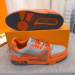 Louis Vuitton Unisex LV Trainer Sneaker Orange Epi Calf Leather Rubber Outsole #54 – Image 9