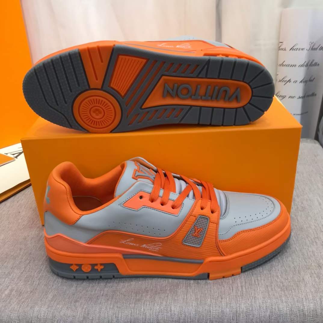 Louis Vuitton Trainer Sneaker Orange Daybreak 1A9ZBG Size LV 7