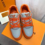 Louis Vuitton Unisex LV Trainer Sneaker Orange Epi Calf Leather Rubber Outsole #54 – Image 4