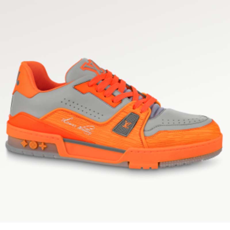 Louis Vuitton Unisex LV Trainer Sneaker Orange Epi Calf Leather Rubber Outsole #54