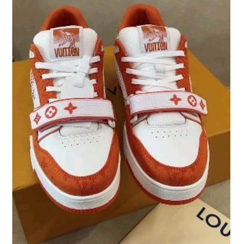 SALEOFF Louis Vuitton Trainer Monogram Denim Orange Sneaker - USALast