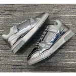 Louis Vuitton Unisex LV Trainer Sneaker Silver Metallic Canvas Rubber Outsole Monogram Flowers - Image 6