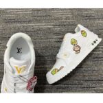Louis Vuitton Unisex LV Trainer Sneaker White Printed Calf Leather Rubber Monogram Flowers - Imagen 8