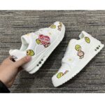 Louis Vuitton Unisex LV Trainer Sneaker White Printed Calf Leather Rubber Monogram Flowers - Imagen 9