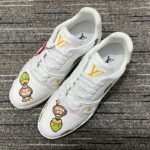 Louis Vuitton Unisex LV Trainer Sneaker White Printed Calf Leather Rubber Monogram Flowers - Imagen 3