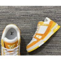 Louis Vuitton Unisex LV Trainer Sneaker Yellow Monogram Denim Monogram Embossed Grained Calf (3)