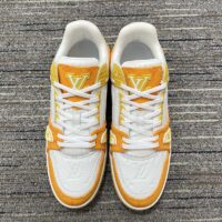 Louis Vuitton Unisex LV Trainer Sneaker Yellow Monogram Denim Monogram Embossed Grained Calf (3)