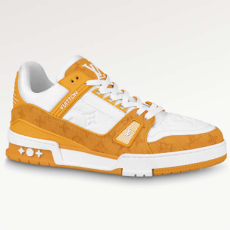 Louis Vuitton Trainer “ Yellow “ This version of the LV Trainer sneaker  combines Monogram leather with calfskin embossed with the Mini…