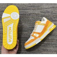 Louis Vuitton Unisex LV Trainer Sneaker Yellow Monogram Denim Monogram Embossed Grained Calf (3)