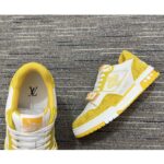 Louis Vuitton Unisex LV Trainer Sneaker Yellow Monogram Denim Rubber Outsole Monogram Flowers – Bild 9