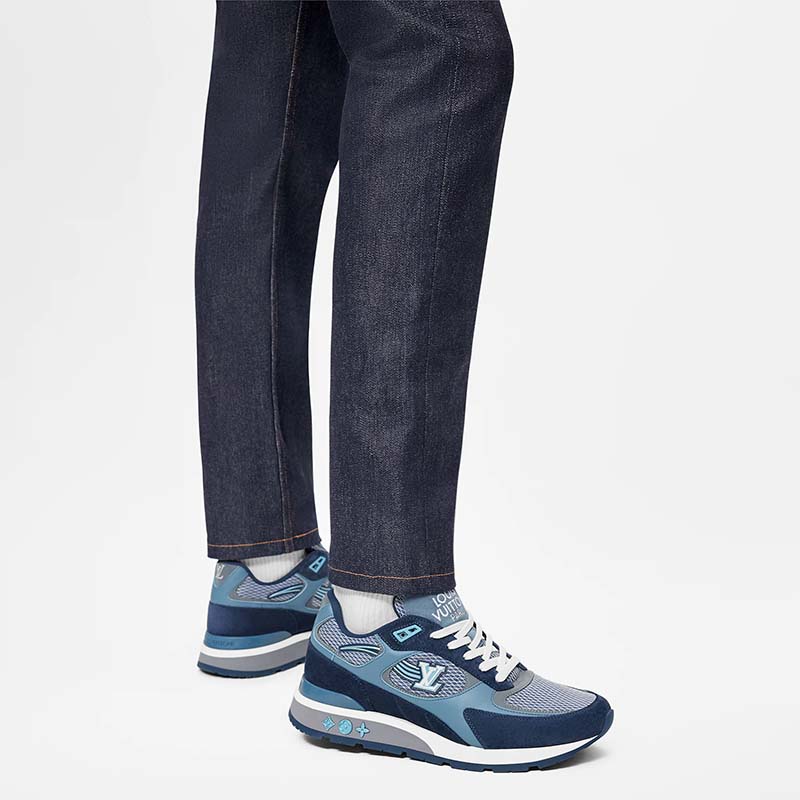 Louis Vuitton Men's Blue Suede Leather Damier Run Away Sneaker – Luxuria &  Co.