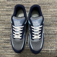 Louis Vuitton Unisex Run Away Sneaker Blue Mesh Suede Calf Leather Monogram Flowers (5)