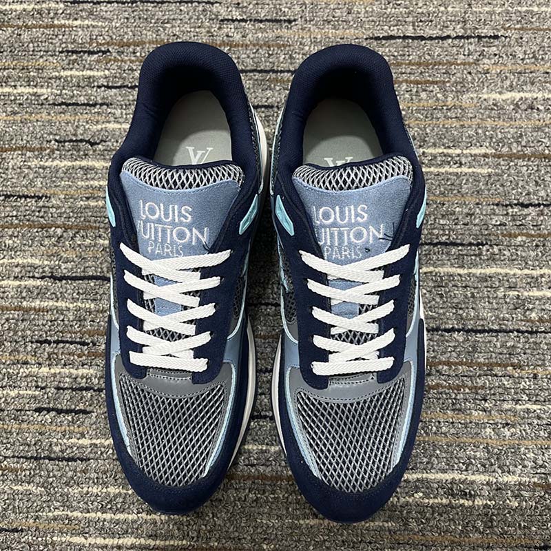 Louis Vuitton Men's Runner Sneakers Mesh and Suede Blue 145232328