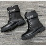 Louis Vuitton Unisex Territory Flat Ranger Black Calf Leather LV Circle Lace - Imagen 2