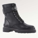 Louis Vuitton - Zapatos planos unisex Territory Ranger de piel de becerro negra con encaje circular LV