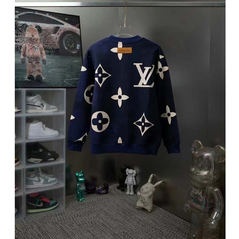 Louis Vuitton LV Monogram Jacquard Sweatshirt Navy blue Cotton ref.823051 -  Joli Closet