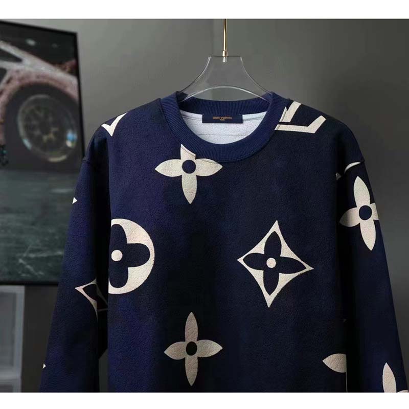 Louis Vuitton LV Monogram Jacquard Sweatshirt Navy blue Cotton ref.823051 -  Joli Closet