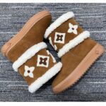Louis Vuitton Women LV Snowdrop Flat Ankle Boot Brown Suede Calf Leather Shearling Wool - Image 2