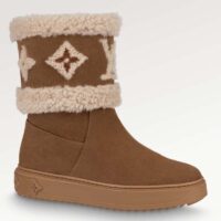 Louis Vuitton Women LV Snowdrop Flat Ankle Boot Brown Suede Calf Leather Shearling Wool (4)
