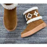 Louis Vuitton Women LV Snowdrop Flat Ankle Boot Brown Suede Calf Leather Shearling Wool - Image 8