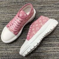 Louis Vuitton Women LV Squad Sneaker Rose Clair Pink Monogram Denim Rubber Circle (2)