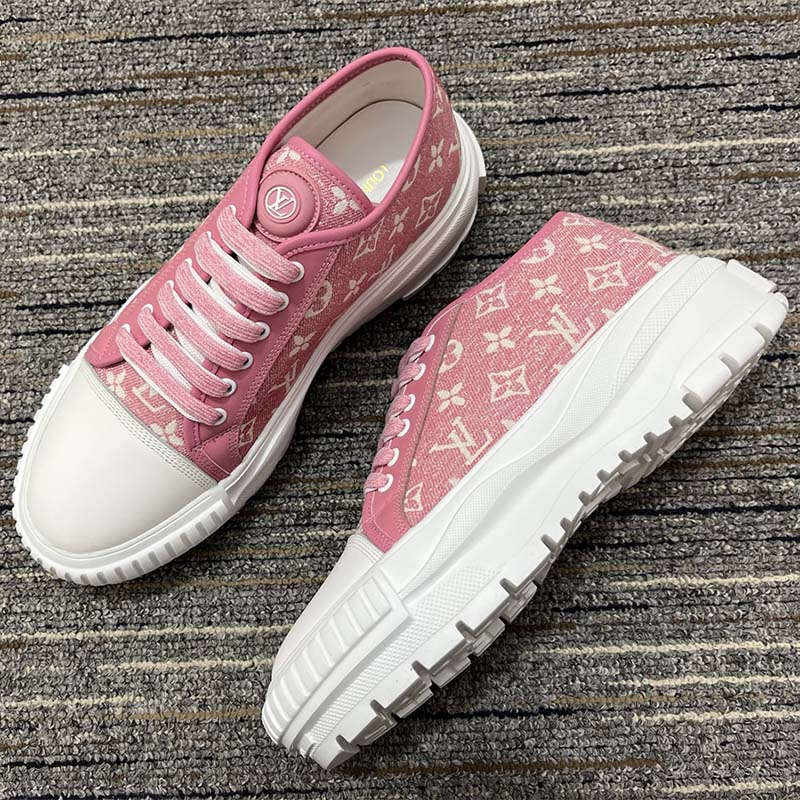 Louis Vuitton Squad Low Monogram Denim Rose Clair Pink White (Women's) -  1A9S0M - US