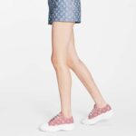 Louis Vuitton Women LV Squad Sneaker Rose Clair Pink Monogram Denim Rubber Circle - immagine 11