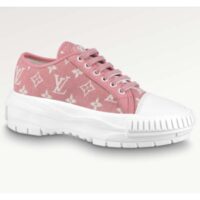 Louis Vuitton Women LV Squad Sneaker Rose Clair Pink Monogram Denim Rubber Circle (2)