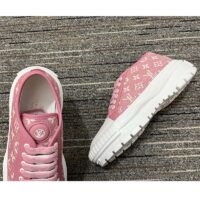 Louis Vuitton Women LV Squad Sneaker Rose Clair Pink Monogram Denim Rubber Circle (2)