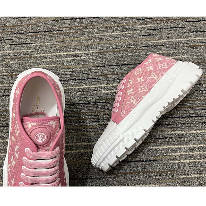 Louis Vuitton Squad Low Monogram Denim Rose Clair Pink White (Women's) -  1A9S0M - US