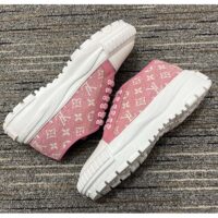 Louis Vuitton Women LV Squad Sneaker Rose Clair Pink Monogram Denim Rubber Circle (2)