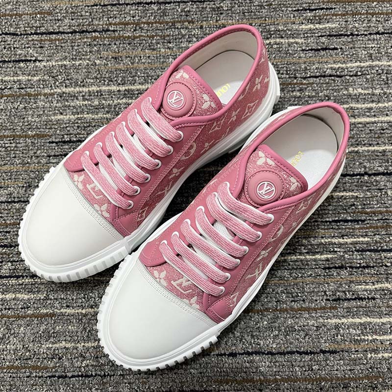 Louis Vuitton Squad Low Monogram Denim Rose Clair Pink White (Women's) -  1A9S0M - US