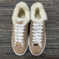 Louis Vuitton Women LV Time Out Sneaker Monogram Embossed Suede Calf Leather Shearling (7)