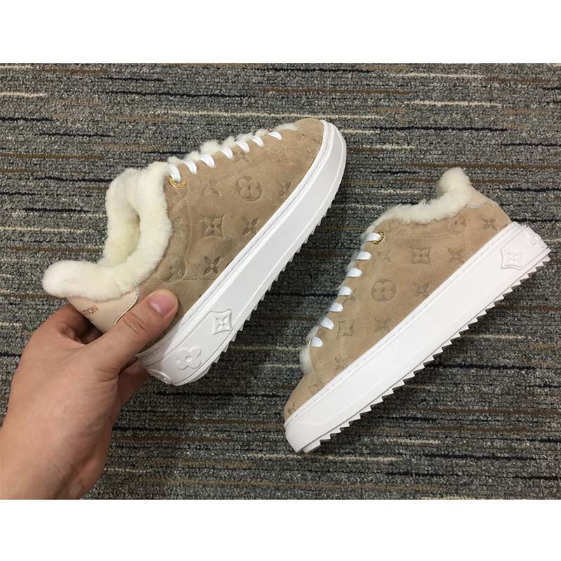 LOUIS VUITTON Lambskin Embossed Monogram Time Out Sneakers 40.5
