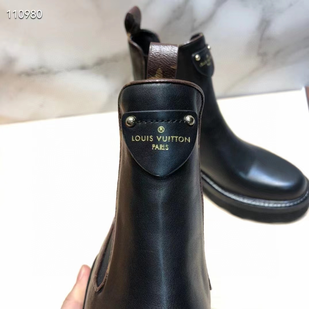 Louis Vuitton, Shoes, Louis Vuitton Beaubourg Ankle Leather Shearling  Boots 385